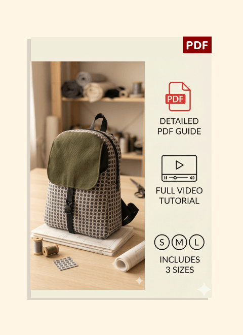 Casual Backpack PDF Download Pattern (3 sizes included)