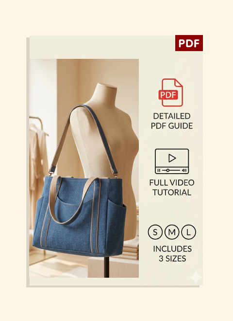Denim Daily Hand Bag PDF Download Pattern (3 sizes included)