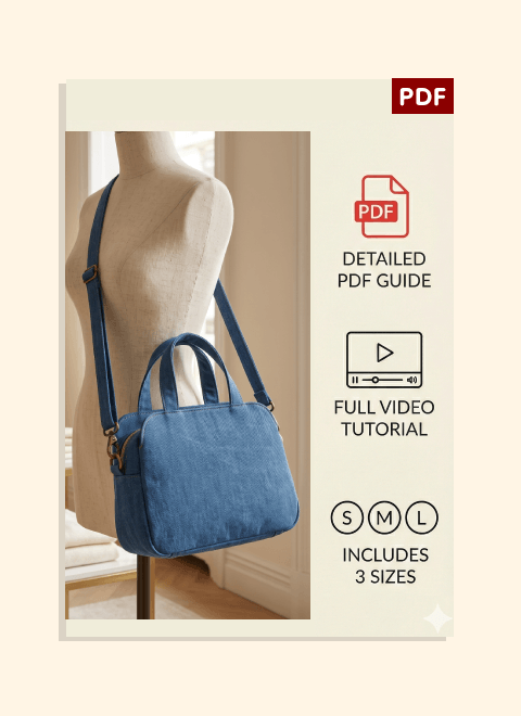 Modern Triple Compartment Bag PDF Download Pattern (3 sizes included)