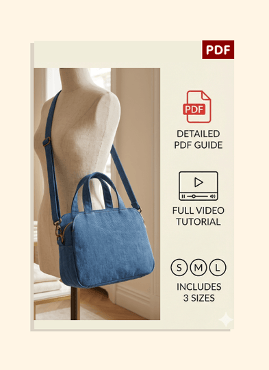 Modern Triple Compartment Bag PDF Download Pattern (3 sizes included)