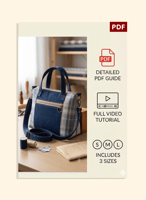 Denim Front Pocket Hand Bag PDF Download Pattern (3 sizes included)