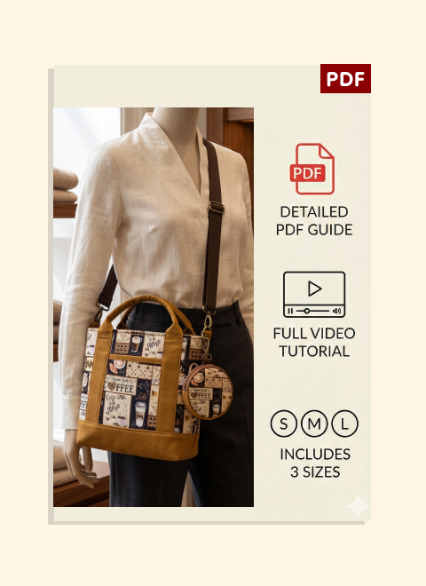 Triple-Compartment Boxy Handbag PDF Download Pattern (3 sizes included)