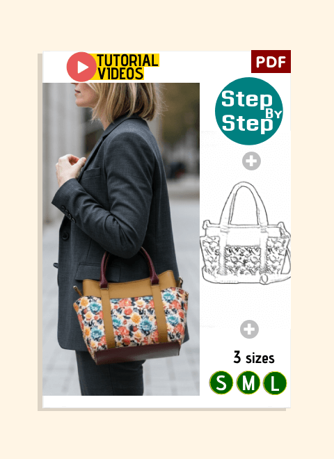 Multi Pocket Tote Bag PDF Download Pattern (3 sizes included)