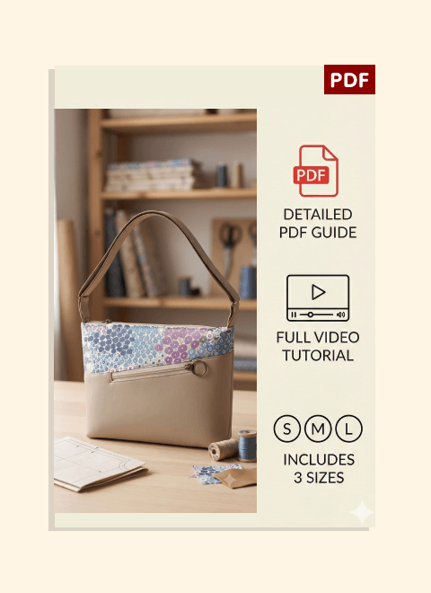 Triple Zipper Shoulder Bag PDF Download Pattern (3 sizes included)