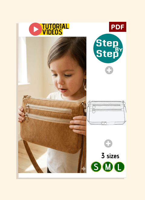 3-Zip Crossbody Bag PDF Download Pattern (3 sizes included)