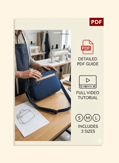 Denim Zip Crossbody Bag PDF Download Pattern (3 sizes included)