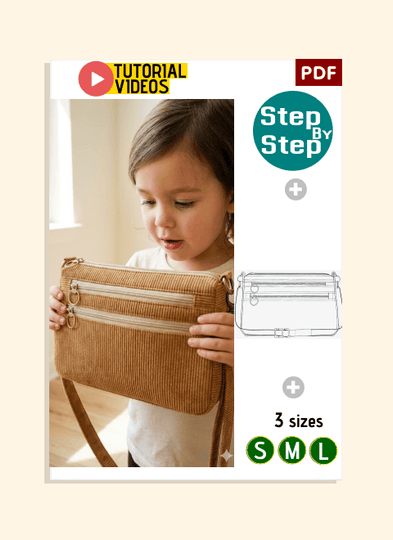 3-Zip Crossbody Bag PDF Download Pattern (3 sizes included)