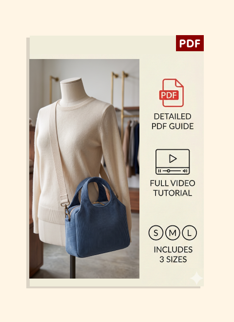 Triple-Compartment Handle Bag PDF Download Pattern (3 sizes included)