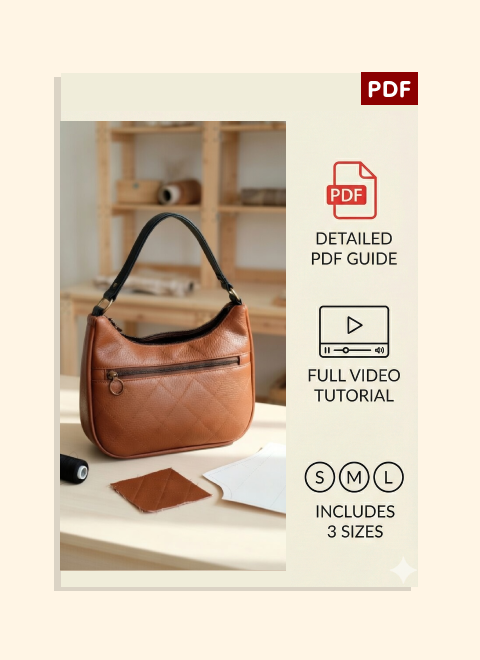 Faux Leather Shoulder Bag PDF Download Pattern (3 sizes included)