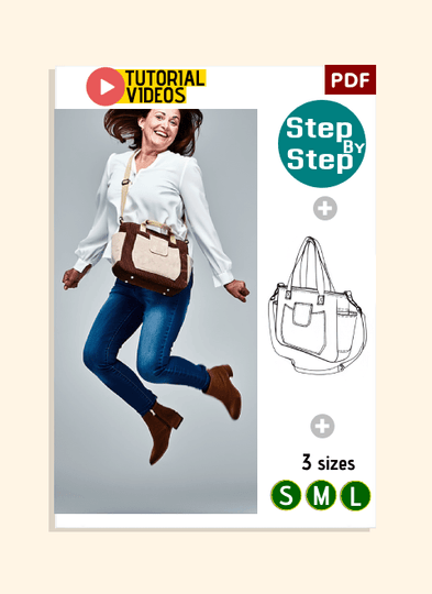Flap-Pocket Structured Tote PDF Download Pattern (3 sizes included)