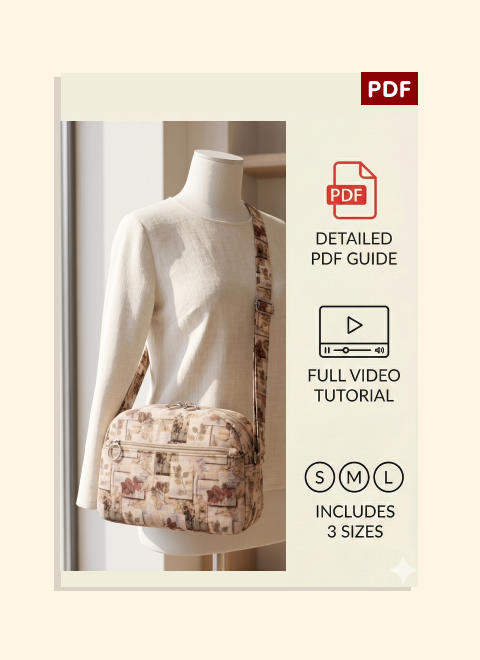 Double-Zipper Pocket Crossbody Bag PDF Download Pattern  (3 sizes included)