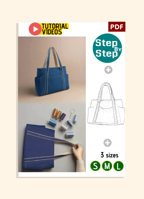 Denim Daily Hand Bag PDF Download Pattern (3 sizes included)