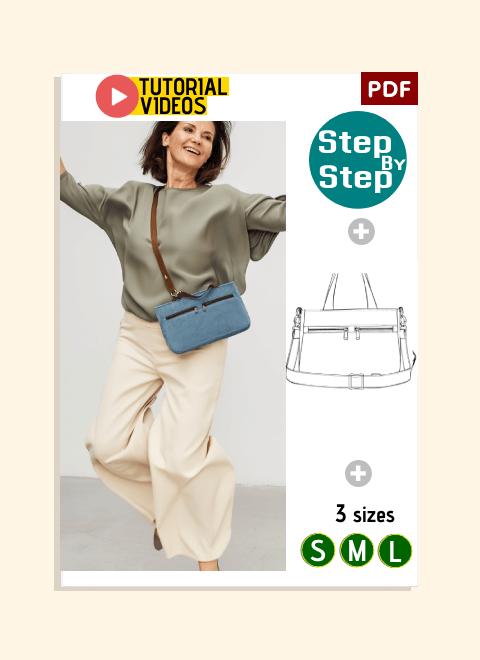 Dual-Zip Pocket Shoulder Bag PDF Download Pattern (3 sizes included)