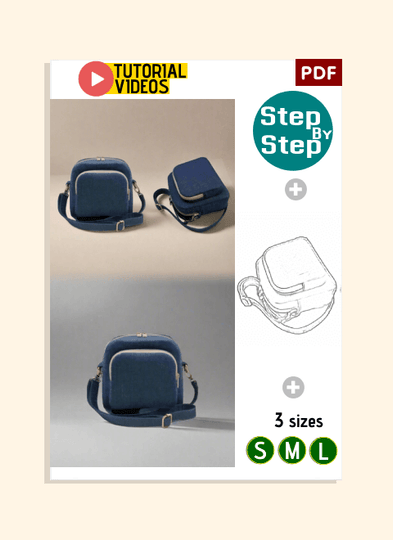 Denim Front-Zip Pocket Crossbody PDF Download Pattern (3 sizes included)