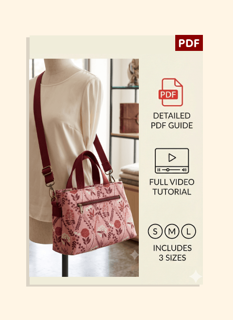 Triple-Compartment Handbag PDF Download Pattern (3 sizes included)