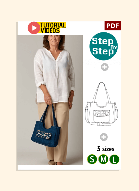 Denim Pocket U-Bag PDF Download Pattern (3 sizes included)