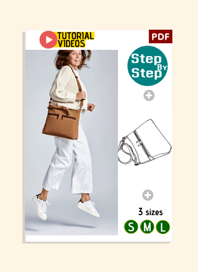 Two-Zip Pocket Shoulder Bag PDF Download Pattern (3 sizes included)