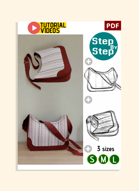 Recessed Zipper Shoulder Bag PDF Download Pattern (3 sizes included)