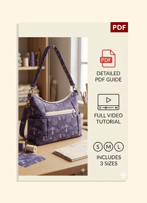 Pocketed Exterior Tote Bag PDF Download Pattern (3 sizes included)