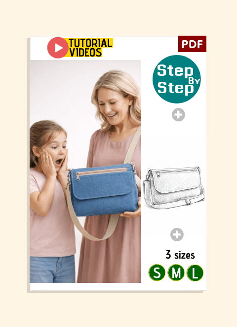 Zip-Front Flap Bag PDF Download Pattern (3 sizes included)