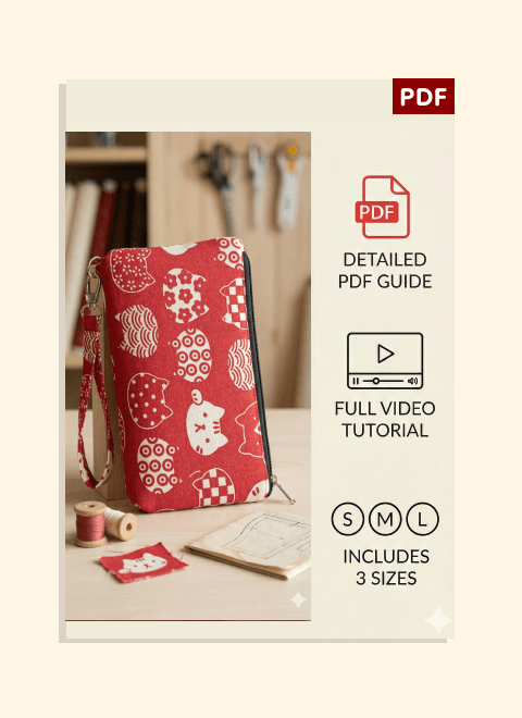 Triple Compartments Wristlet PDF Download Pattern (3 sizes included)