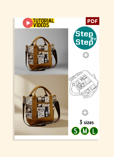 Triple-Compartment Boxy Handbag PDF Download Pattern (3 sizes included)