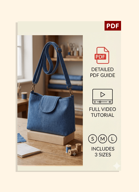 Denim Divided Crossbody Bag PDF Download Pattern (3 sizes included)