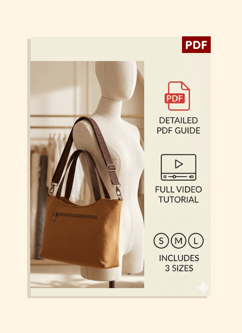 Classic Zip Shoulder Bag PDF Download Pattern (3 sizes included)