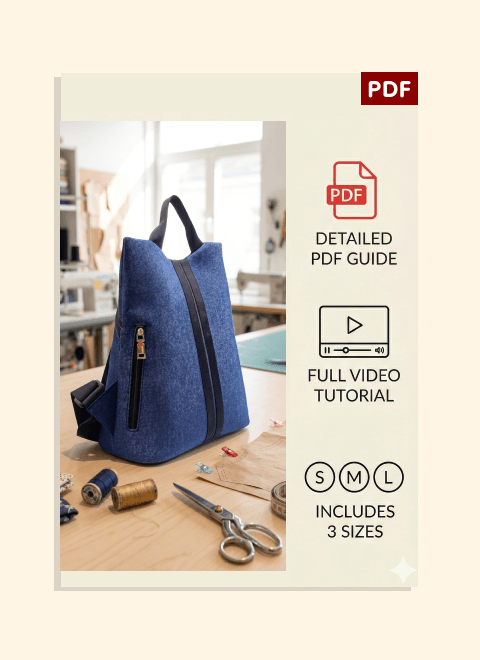 Denim Anti-Theft Backpack PDF Download Pattern (3 sizes included)