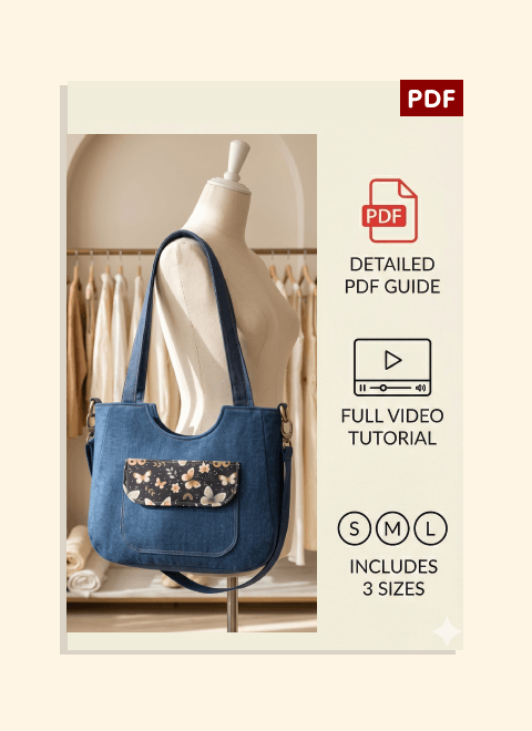 Denim Pocket U-Bag PDF Download Pattern (3 sizes included)