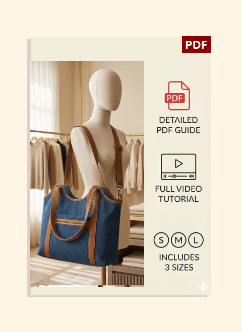 Denim U-Shape Bag PDF Download Pattern (3 sizes included)