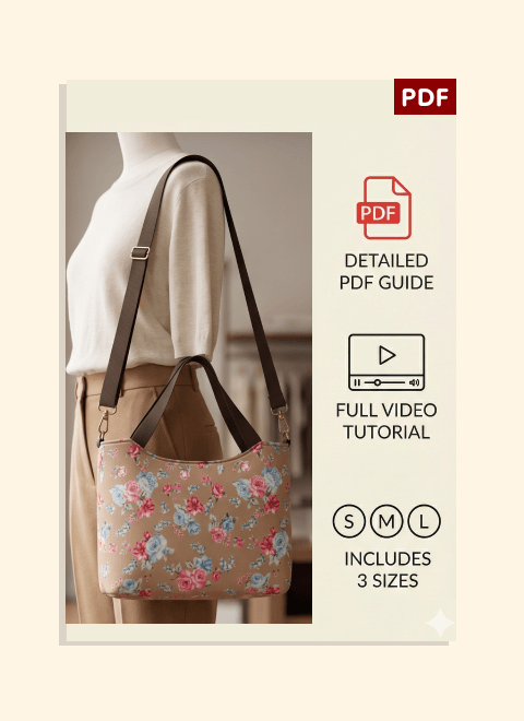 Recessed Zipper Tote Bag PDF Download Pattern (3 sizes included)