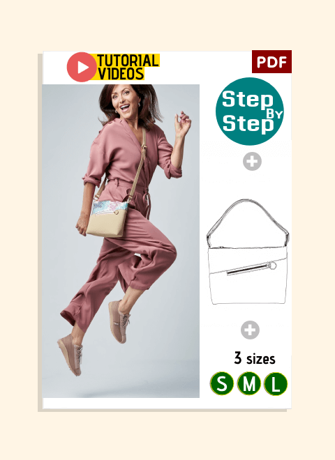 Triple Zipper Shoulder Bag PDF Download Pattern (3 sizes included)