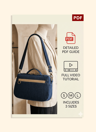Denim Zip Crossbody Bag PDF Download Pattern (3 sizes included)