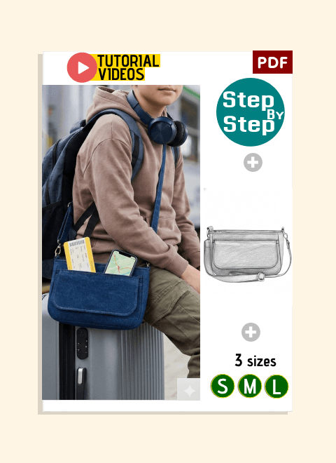 Flap & Zip Shoulder Bag PDF Download Pattern (3 sizes included)