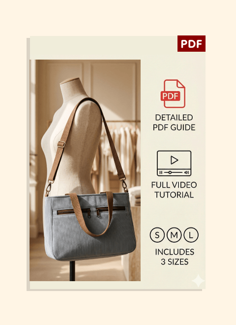 Dual-Zip Pocket Shoulder Bag PDF Download Pattern (3 sizes included)