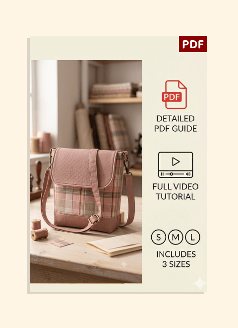 Square Flap Crossbody Bag PDF Download Pattern (3 sizes included)