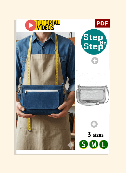 Flap & Zip Shoulder Bag PDF Download Pattern (3 sizes included)