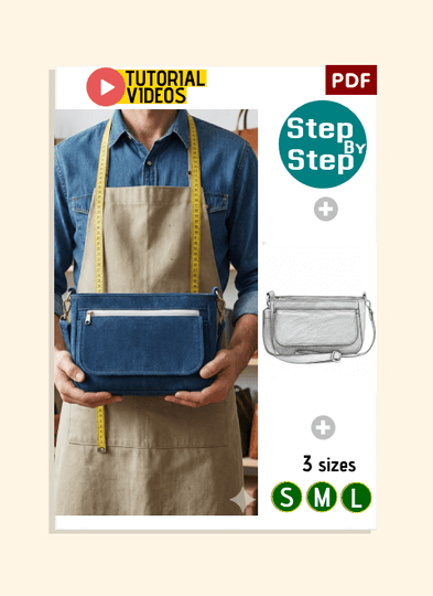 Flap & Zip Shoulder Bag PDF Download Pattern (3 sizes included)