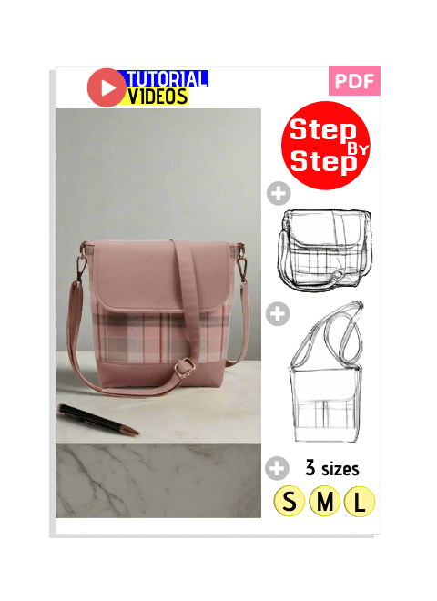 Square Flap Crossbody Bag PDF Download Pattern (3 sizes included)