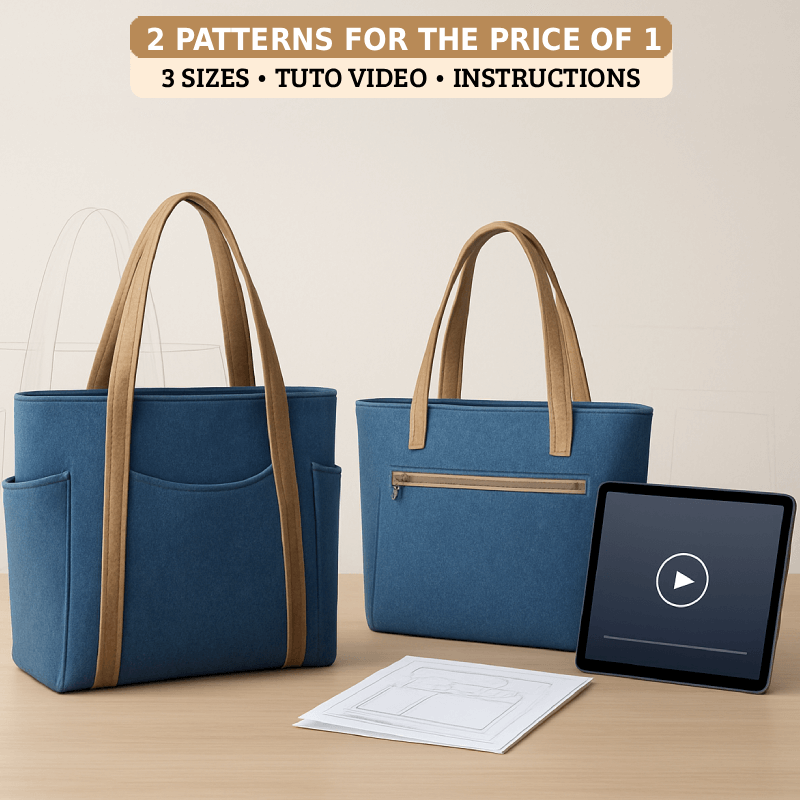 Denim Daily Hand Bag Pattern + FREE Denim Zip Handbag (3 Sizes Each)
