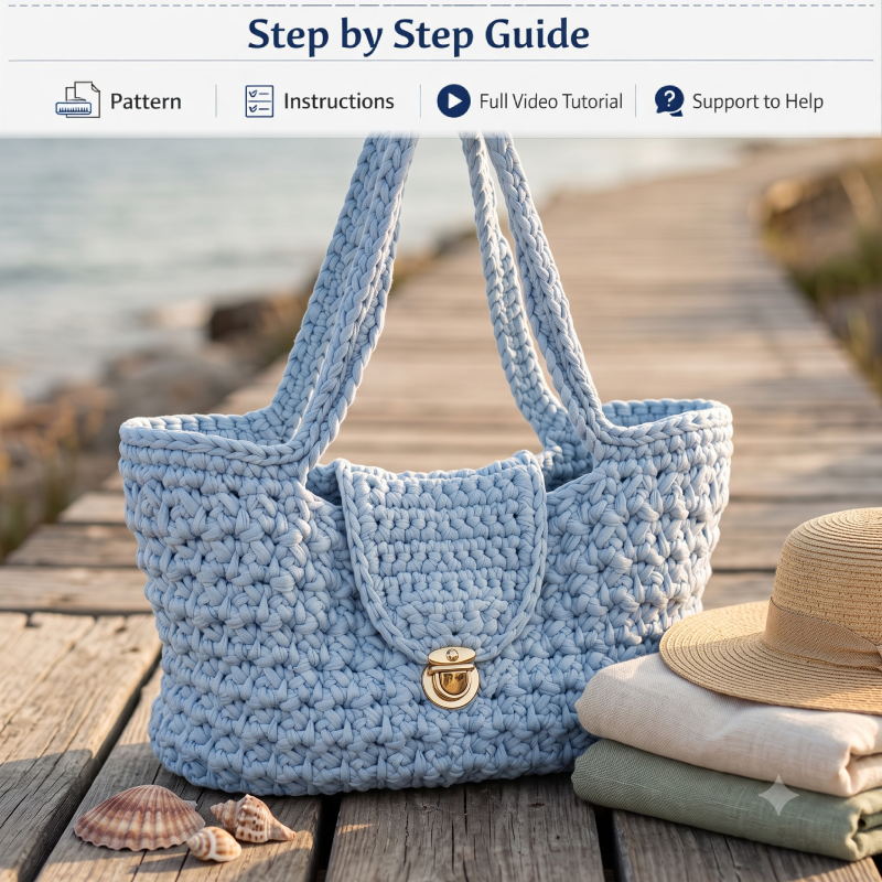 Crochet Shoulder Bag PDF Pattern Download (Includes Video Tutorial)