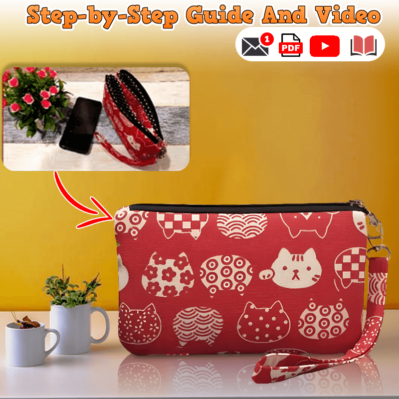 Triple Compartments Wristlet PDF Download Pattern (3 sizes included)