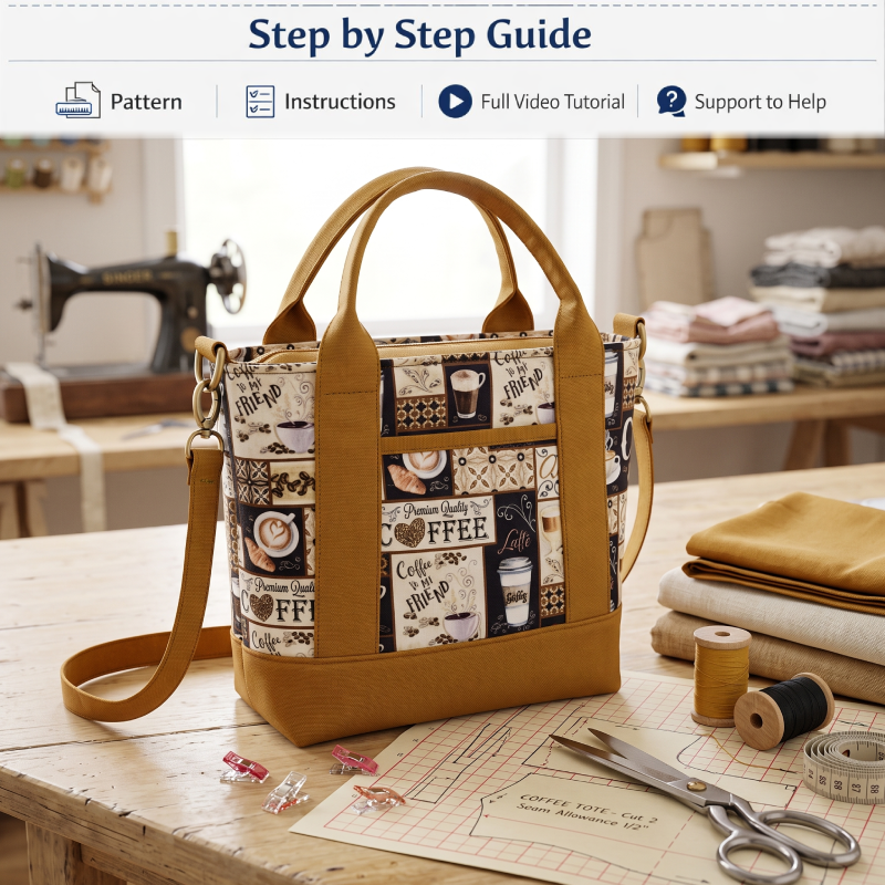 Triple-Compartment Boxy Handbag PDF Download Pattern (3 sizes included)