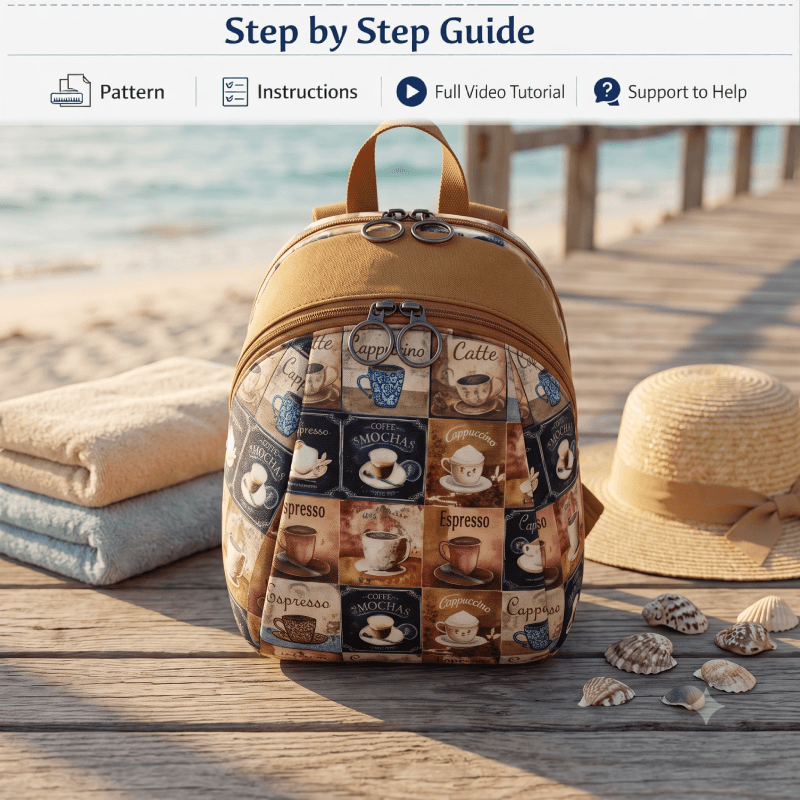 Two-Compartment Zip Backpack PDF Download Pattern (3 sizes included)