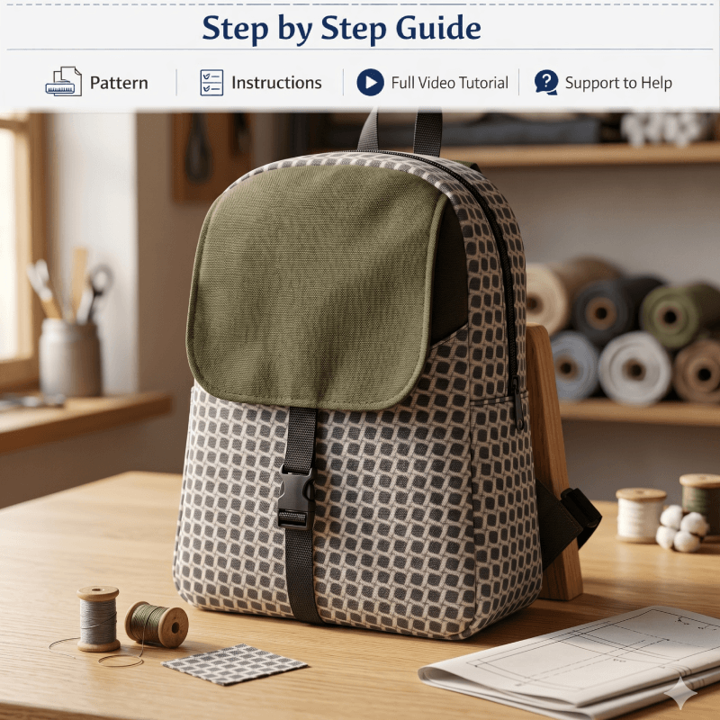 Casual Backpack PDF Download Pattern (3 sizes included)