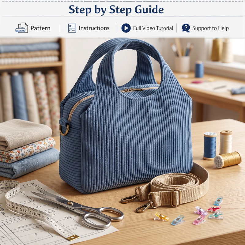 Triple-Compartment Handle Bag PDF Download Pattern (3 sizes included)