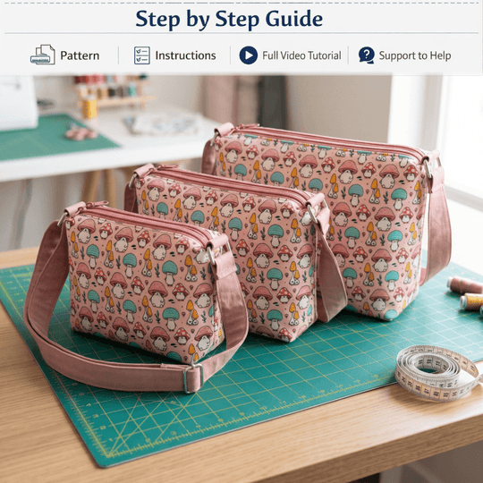 Dual-Zip Crossbody Bag PDF Download Pattern (3 sizes included)