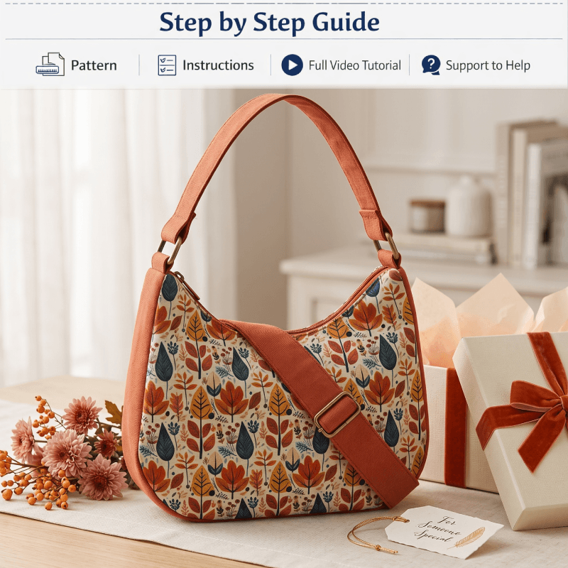 Curved Bottom Sling Bag PDF Download Pattern (3 sizes included)