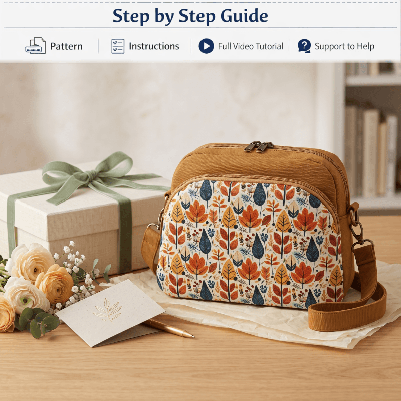 Triple-Compartment Box Crossbody PDF Download Pattern (3 sizes included)